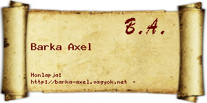 Barka Axel névjegykártya